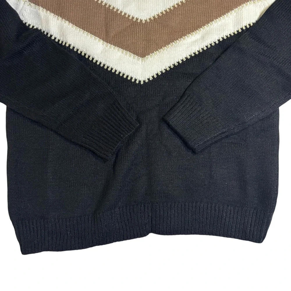 Chevron Sweater‎ Color Block Pullover Knit Top Casual Everyday Small